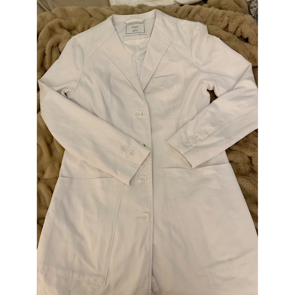 FIGS Women White Lab Coat Size XS Professional Medical Scrub Jacket Long Sleeve